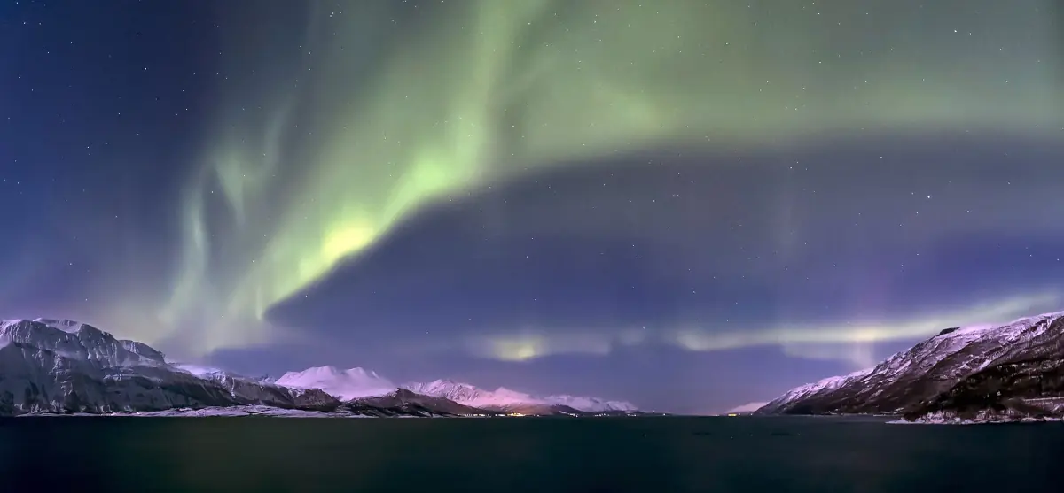 An aurora arc over the Lyngenfjord